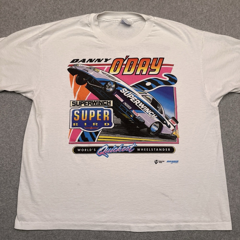 VTG Danny O'Day Wheelstander Racing T-Shirt Adult XL White FEAR THIS '34 Ford - Picture 2 of 10